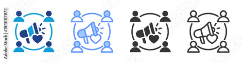 Public Relation icon set multiple style collection