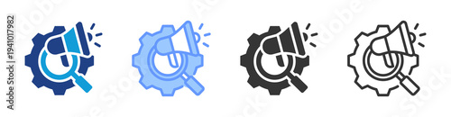 Search Engine Marketing icon set multiple style collection