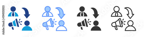 B2C Marketing icon set multiple style collection
