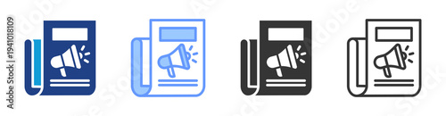 Print Marketing icon set multiple style collection