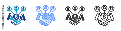 Affiliate Partnership icon set multiple style collection