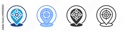 Geotargeting icon set multiple style collection