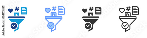 Content Curation icon set multiple style collection
