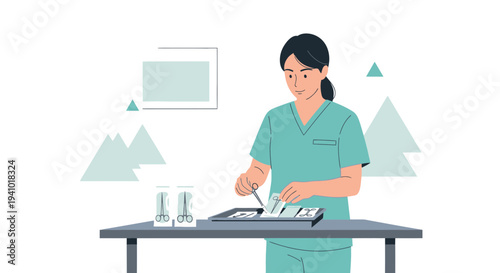 Medical professional performing lab experiment with samples and equipment