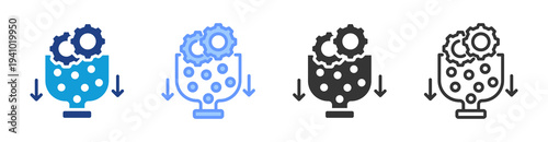 Bottleneck Analysis icon set multiple style collection