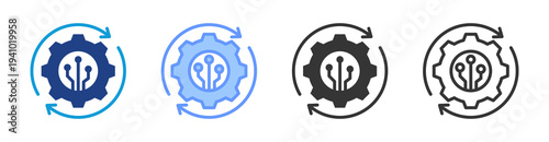 Process Automation icon set multiple style collection