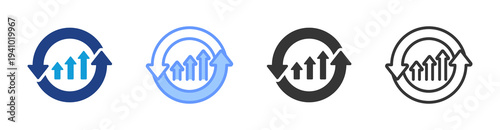 Continuous Improvement icon set multiple style collection