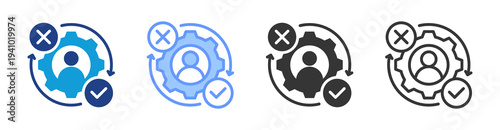 Decision Making Process icon set multiple style collection