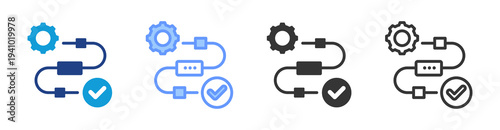 Task Sequencing icon set multiple style collection