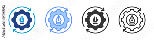 Process Design icon set multiple style collection
