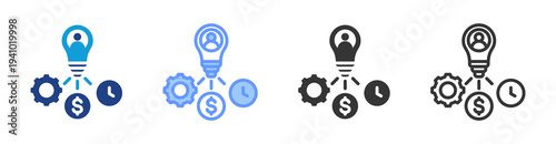 Resource Allocation icon set multiple style collection