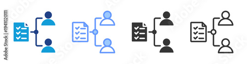Task Delegation icon set multiple style collection