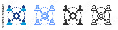 Cross Functional Collaboration icon set multiple style collection