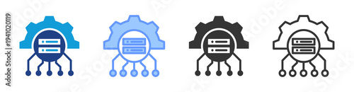 Technology Integration icon set multiple style collection