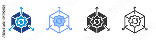 Process Scalability icon set multiple style collection