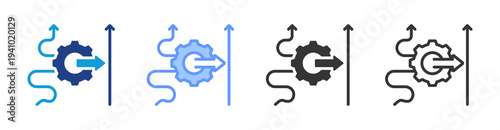 Process Simplification icon set multiple style collection