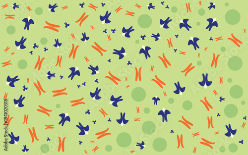 colorful confetti on white background Dino Footprints Green Cotton by makeover