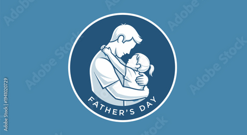 Father Holding Baby Fathers Day Illustration.