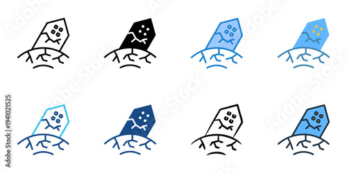 Earthquake Coverage icons set multiple style collection. Editable stroke 
