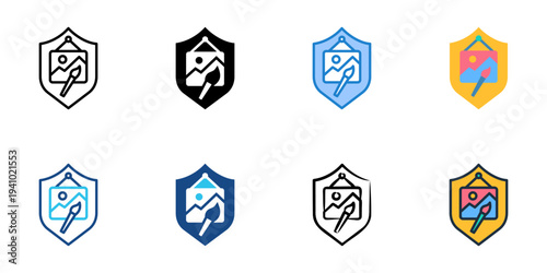 Art Insurance icons set multiple style collection. Editable stroke 
