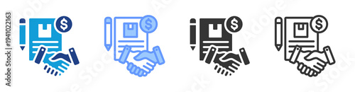 Purchasing Agreement icon set multiple style collection