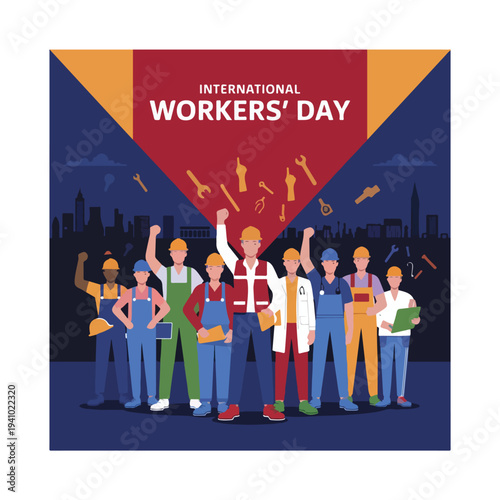 Global workers united celebrating labor rights, solidarity, dignity, equality on May Day
