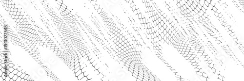 Broken wire mesh fence. Rabitz or chain link fence with cut hole. Torn wire pirson mesh texture. Cut metal lattice grid. Vector illustration