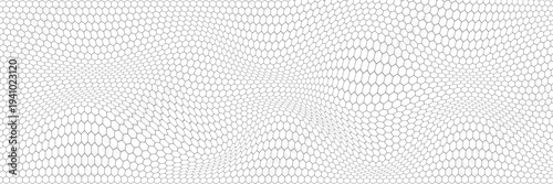 Fishing or soccer net. Repeated hexagon pattern. Black wired mesh texture isolated on white background. Metallic or fabric fence, cage or lattice structure. Vector graphic Illustration.