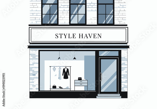 An illustration depicts the facade of a Style Haven storefront showing a brick building with windows and a display window showcasing clothing