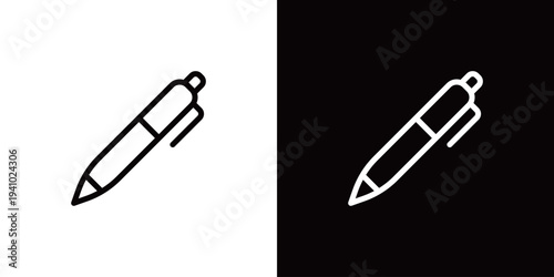 高級感のある万年筆とビジネス用ボールペンのアイコン(ベクター)