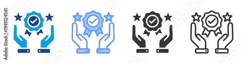 Service Quality icon set multiple style collection