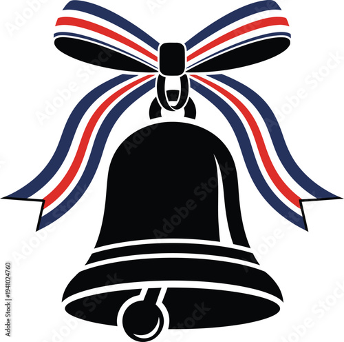 Memorial day tribute with patriotic ribbon bell symbol