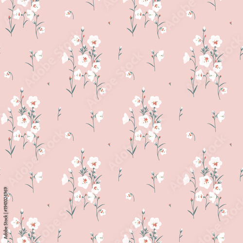 Flower pattern, ditsy Seamless floral pattern, small little flower background. Flower repeat pattern. fabric print,  surface design. Ditsy floral for home textile, wallpaper, fabric, fashion