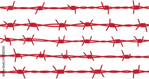 Red plastic barbed wire for decoration or crafting