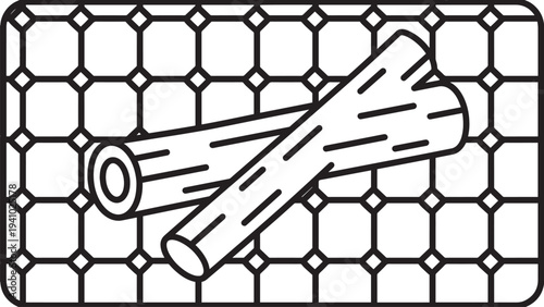 Minimal outline icon of ketupat rice cake wrapped in palm leaf, traditional Indonesian food commonly served during Eid and Ramadan celebrations.