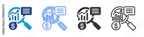 Market Analysis icon set multiple style collection