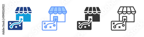 Market Entry Strategy icon set multiple style collection