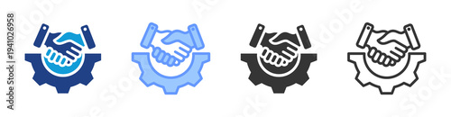 Partnership Strategy icon set multiple style collection