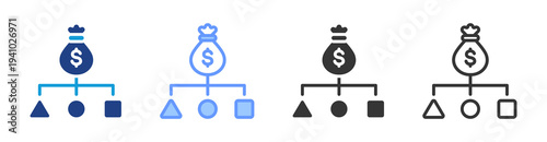 Diversification icon set multiple style collection