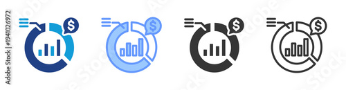 Market Penetration icon set multiple style collection