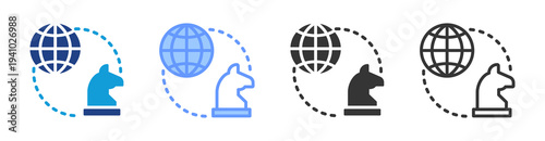 Global Strategy icon set multiple style collection