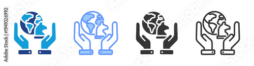 Social Responsibility Strategy  icon set multiple style collection