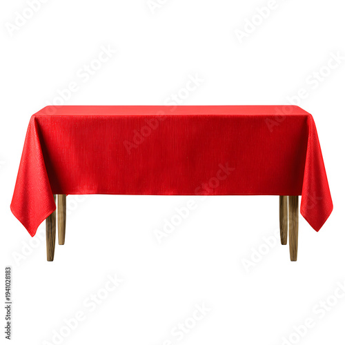 Elegant Red Tablecloth Draped Neatly over Dining Table for Stylish Home Decor