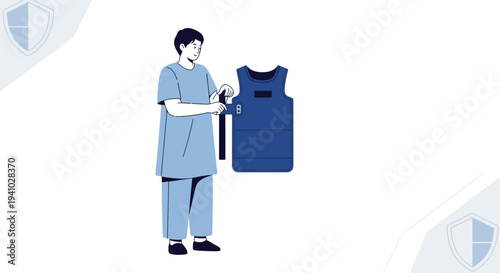 Security Guard Preparing Protective Vest and Baton for Duty