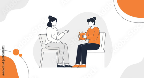 Therapist and patient discussing mental health, holding a stress ball