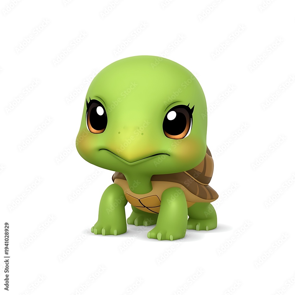 Fototapeta premium Cute Baby Turtle Character 3D Illustration Isolated on White Background