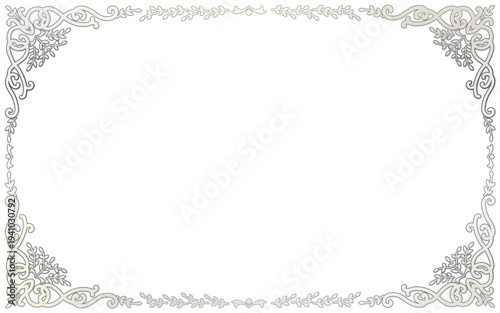 銀色の手描き装飾枠。