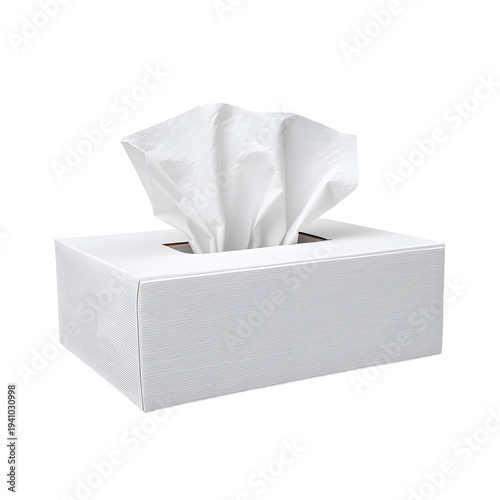 Professional White Tissue Box with Soft Paper Tissues Isolated for Marketing Materials