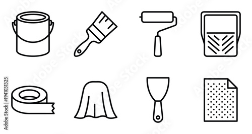 Paint bucket for renovation and decoration needs with handle and metallic finish vector design