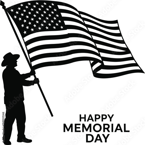 Memorial day tribute with american flag and soldier